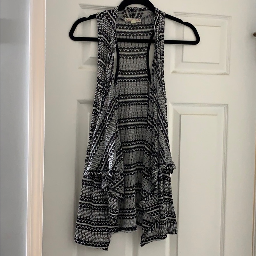 Striped Sleeveless Cardigan